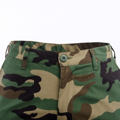 Tkane wojskowe męskie krótkie spodnie taktyczne OEM wodoodporne kamuflaż leśny