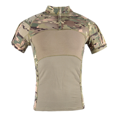 T-shirt żaba krótkie rękawy sporty na świeżym powietrzu kemping T-shirt taktyczny krótkie rękawy z kieszeniami na ramieniu