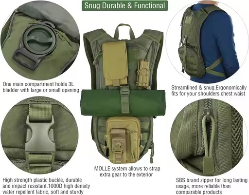 3L Tactical Molle Backpack do jazdy na rowerze Wędrówki Bieganie Alpinizm Worek z wodą