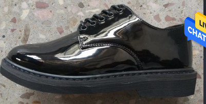 Skóra bydlęca Czarne błyszczące formalne buty Gumowa podeszwa Buty oficerskie armii