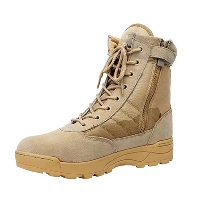 Obuwie taktyczne Solid Khaki Desert Buty turystyczne z materiałem skórzanym Wygodne buty treningowe
